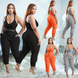 EVE Plus Size Solid Tank Top And Pants 2 Piece Sets SLF-7050