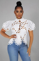 EVE Sexy Short Sleeve Hollow Out Top XMEF-1184