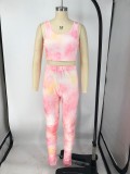 EVE Tie Dye Print Tank Tops Stacked Pants 2 Piece Sets XMY-9254