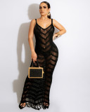 EVE Sexy Knit Tassel Hollow Out Sling Maxi Dress ZSD-0227