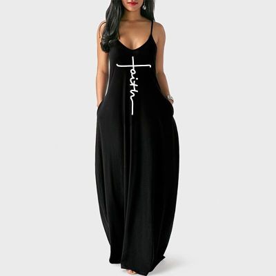 EVE Casual Printed Loose Sling Maxi Dress NY-2412