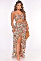 EVE Floral Print Tube Top Maxi Skirt 2 Piece Sets HEJ-8045