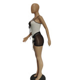 EVE Sexy Sleeveless Bodysuit+Bandage Mini Skirt Sets BN-9328