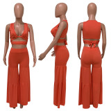 EVE Solid Sleeveless Crop Top Wide Leg Pants 2 Piece Sets ME-S807
