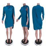 EVE Sexy One Shoulder Long Sleeve Slim Mini Dress MNSF-8259