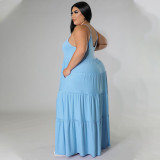 EVE Plus Size Solid High Waist Sling Maxi Dress BMF-097