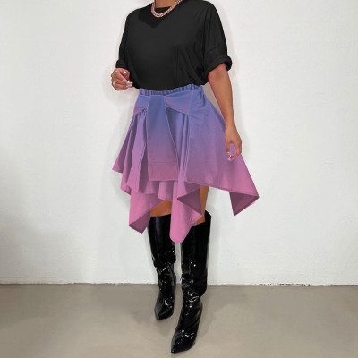 EVE Casual Gradient Irregular Skirt CYAO-81052