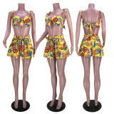 EVE Sexy Printed Bra Top And Shorts Two Piece Sets GZYF-8080
