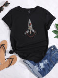EVE Cotton Casual Print Round Neck Short Sleeve T-Shirt QYYF-A085
