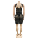 EVE Sexy Hot Drilling Pearls Night Club Dress BY-5735