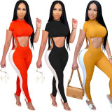 EVE Sexy Crop Top+Strap Pants Slim Two Piece Sets SH-390319