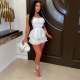 EVE Solid Ruffled Backless Two Piece Shorts Sets XYF-9139