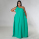 EVE Plus Size Solid One Shoulder Sleeveless Maxi Dress NNWF-7510