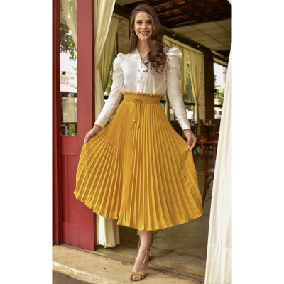 EVE Fashion Elegant Solid Color Pleated Skirt LS-0373