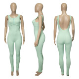 EVE Solid Backless Sleeveless Skinny Jumpsuit ME-8077