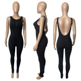 EVE Solid Backless Sleeveless Skinny Jumpsuit ME-8077