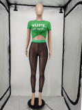 EVE Letter Print Mesh 2 Piece Pants Sets (Without Underwear)APLF-89010
