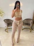 EVE Sexy Crochet Hollow Out Two Piece Pants Sets OSM-4360