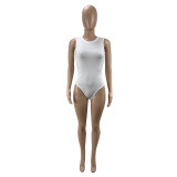 EVE Solid Sleeveless Bodysuit+Shorts 2 Piece Sets CXLF-881