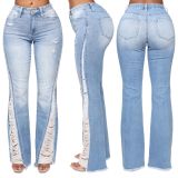 EVE Plus Size Denim Ripped Hole Jeans Pants LX-5518