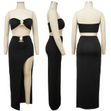 EVE Sexy Tube Top Split Maxi Skirt Two Piece Sets YF-10107