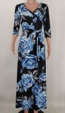 EVE Plus Size Floral Print V Neck High Waist Maxi Dress XMY-9364