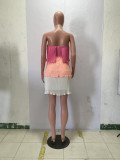 EVE Chiffon Contrast Color Strapless Mini Dress BLX-61006