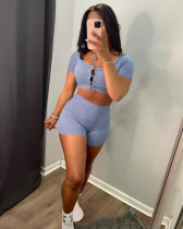 EVE Sexy Crop Top And Shorts Two Piece Sets NLF-8094