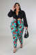 EVE Plus Size Long Sleeve Shirt+Printed Pants 2 Piece Sets OSM2-5304