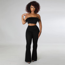 EVE Solid High Waist Flared Pants SH-390324