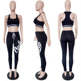 EVE Pink Letter Print Sports Two Piece Pants Sets LSL-6138