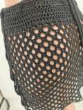 EVE Solid Crochet Bra Top Mini Skirt Hollow 2 Piece Sets TK-6245