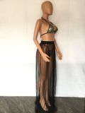 EVE Sexy Halter Bra Top+Mesh Long Skirt Two Piece Sets LA-3318