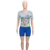 EVE Casual Printed T Shirt And Shorts 2 Piece Sets SH-390329