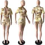 EVE Sexy Printed Shirt And Shorts 2 Piece Sets YNSF-1827