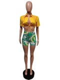 EVE Sexy Crop Top+Printed Shorts 2 Piece Sets MEM-88443