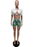 EVE Sexy Crop Top+Printed Shorts 2 Piece Sets MEM-88443
