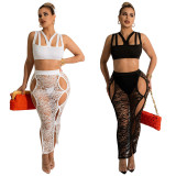 EVE Sexy Sleeveless Top Lace See Through Skirts 2 Piece Sets With Panties YF-K10117