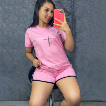 EVE Casual T Shirt And Shorts Two Piece Sets XMF-128