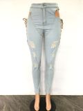 EVE Denim Ripped Hole Hollow Out Jeans LA-3317