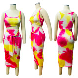 EVE Casual Tie-dye Vest And Skirt 2 Piece Sets YF-9350