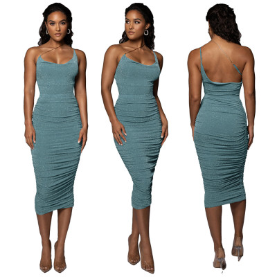 EVE Sexy Sling Bodysuit And Ruched Skirt Two Piece Sets YF-10053