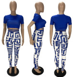 EVE Sexy Printed Crop Top And Pants 2 Piece Sets AWN-5260