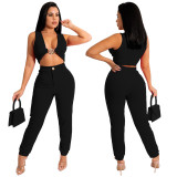 EVE Casual Fashion Solid Slim Vest And Pants Two Piece Sets YF-10037