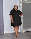 EVE Plus Size Solid Split Top And Shorts 2 Piece Sets JRF-3696