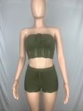 EVE Sexy Knit Tube Top And Shorts Two Piece Sets CL-6139