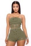 EVE Sexy Knit Tube Top And Shorts Two Piece Sets CL-6139