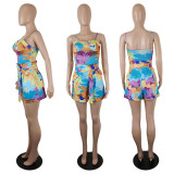 EVE Sexy Printed Cami Top+Sashes Shorts 2 Piece Sets YIY-9014