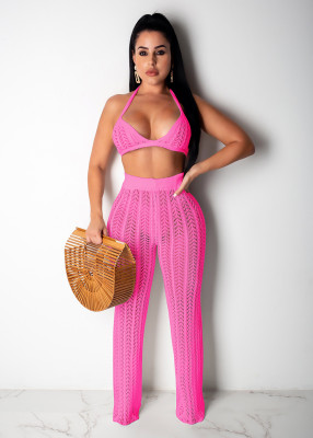 EVE Sexy Knit Hollow Out Two Piece Pants Sets ZSD-Z046