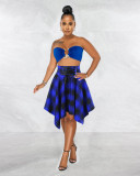 EVE Plaid High Waist Lace-Up Irregular Skirt MDF-5320